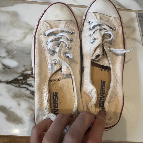 Converse All Star Women's Cream Sneakers Size 9 Stretchy Back Easy Slip On - Picture 5 of 10